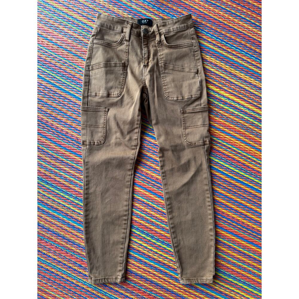 OAT New York Toffee Cargo Skinny Pants, Size 25 w/  25″ Inseam